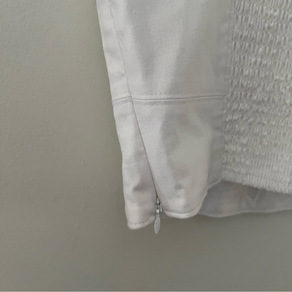 Banana Republic Crop Top Corset Bustier Square Neck  Linen Smocked White Size 4 - Picture 4 of 8